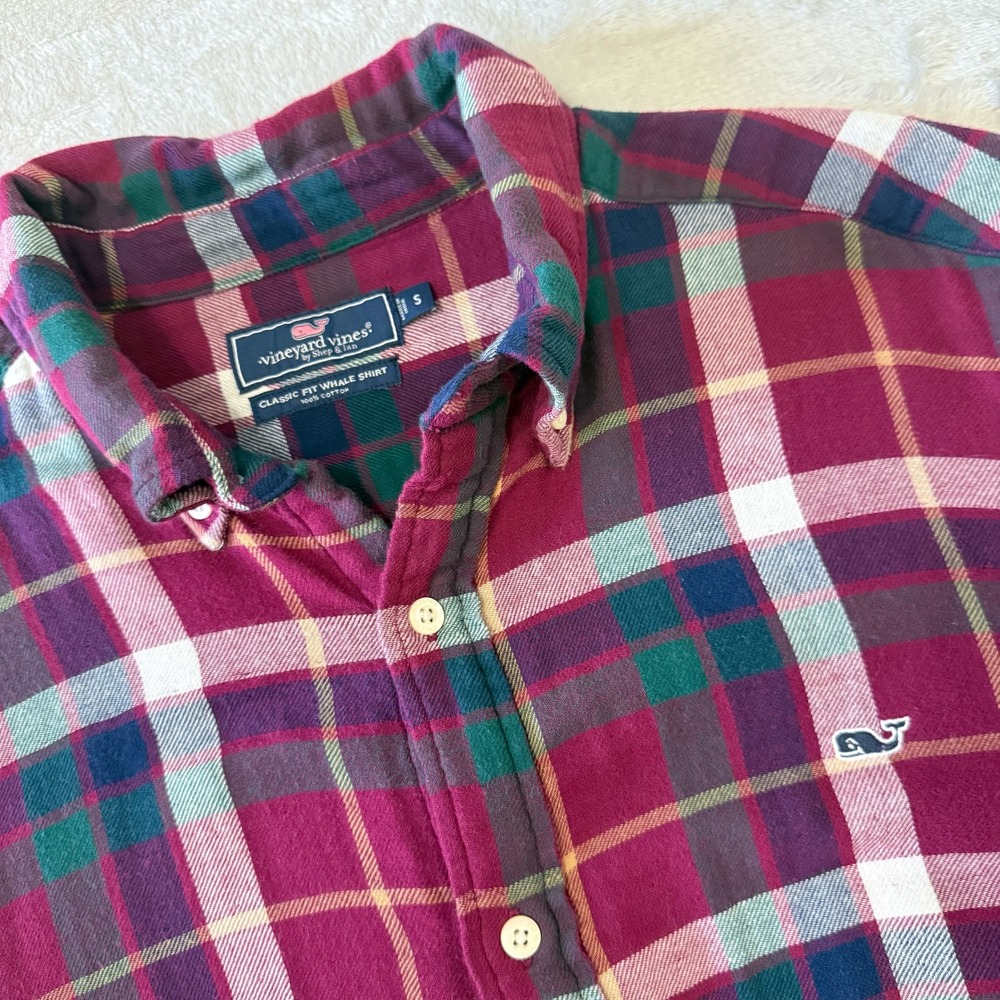 Vineyard Vines Classic Fit Whale Shirt Men's Size S Plaid Button Down Cotton